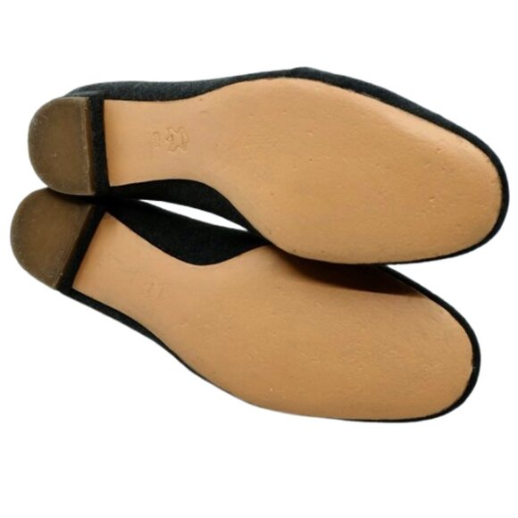 TORY BURCH~GRAY ANTONIA TEXTILE PINK EMBROIDERY LOGO LOAFERS FLATS SHOES Sz 8 - Picture 5 of 6